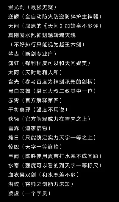 游戏中十大名剑排行榜-游戏十大名剑排行